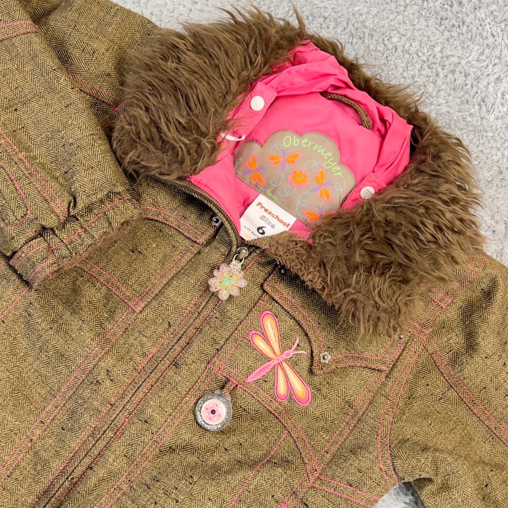 Obermeyer Girls 6 Ski Suit Set Jelly Bean Jacket Snow Pants Brown Pink I-Grow